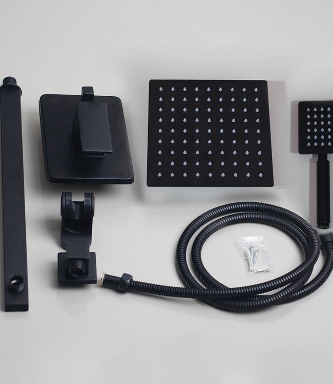 Rene Houtman Inbouwdouche met handdouche - Zwart - Vierkant