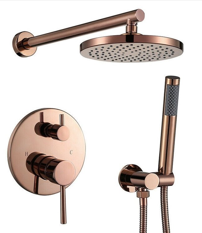 Rene Houtman Rosé Gouden Inbouwdouche - Met Handdouche