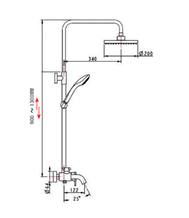Rene Houtman Rose Gouden Opbouwdouche - Met Handdouche