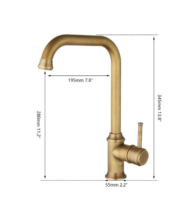 Rene Houtman Landelijke Wastafelkraan Brons - H34,5 cm