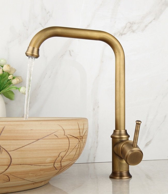 Rene Houtman Landelijke Wastafelkraan Brons - H34,5 cm