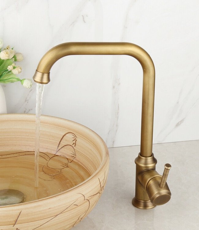 Rene Houtman Landelijke Wastafelkraan Brons - H34,5 cm