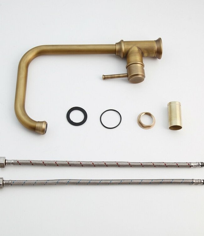 Rene Houtman Landelijke Wastafelkraan Brons - H34,5 cm