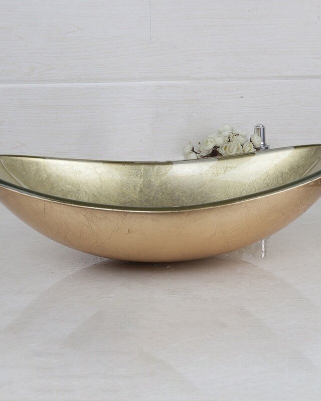 Rene Houtman Goudkleurige Glazen Opbouw Waskom - L56 cm