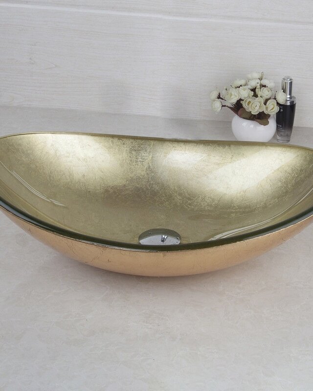 Rene Houtman Goudkleurige Glazen Opbouw Waskom - L56 cm
