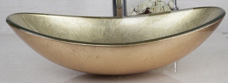 Rene Houtman Goudkleurige Glazen Opbouw Waskom - L56 cm