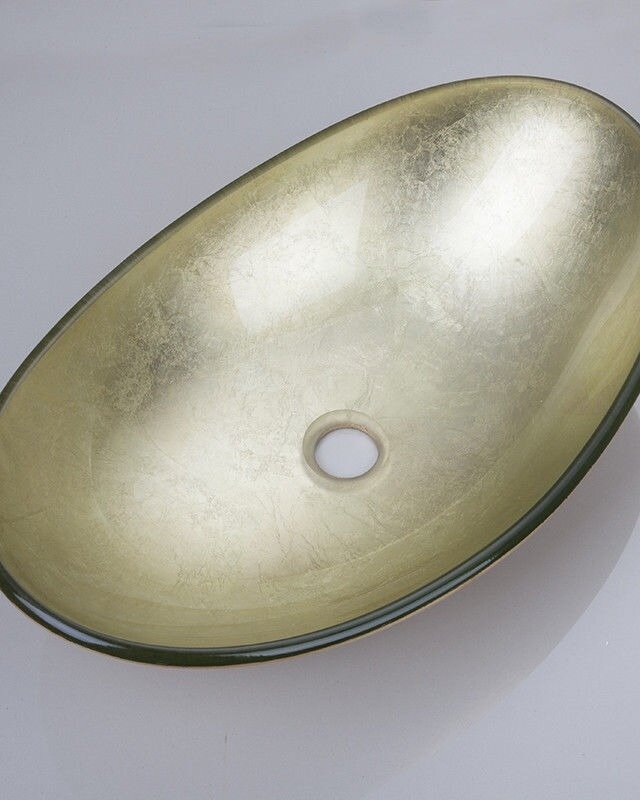 Rene Houtman Goudkleurige Glazen Opbouw Waskom - L56 cm