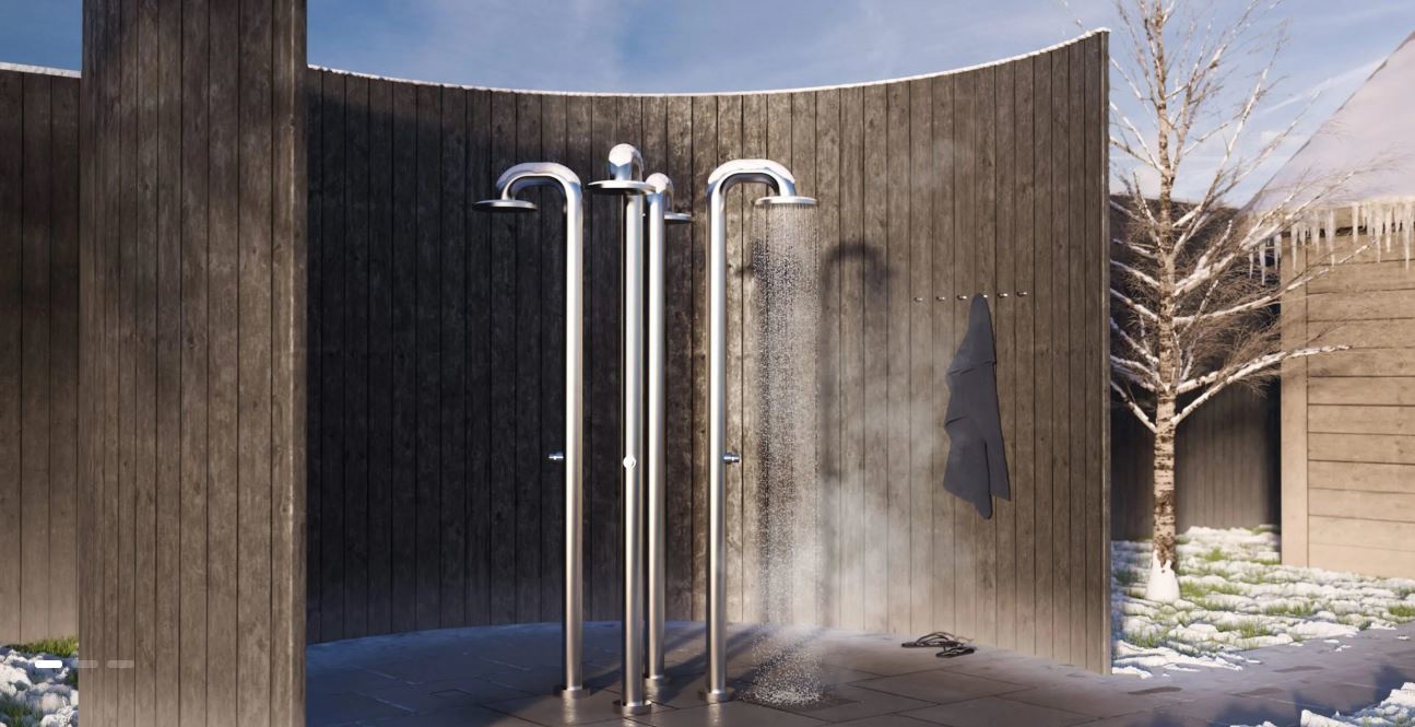 JEE-O Fatline Vrijstaande Douche Push | Met Eco Drukknop | H229,8 cm