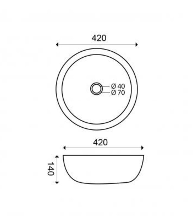 Rene Houtman Hardstenen Opzet Waskom Rond gekapt - B42 cm