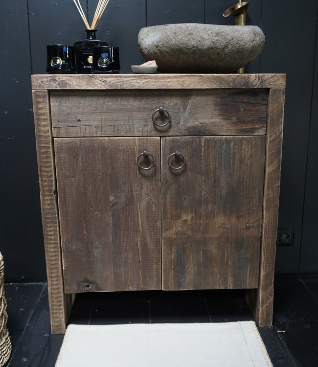 Rene Houtman Badkamermeubel Henri Oud Hout 2-deurs 1lade - L80xH90