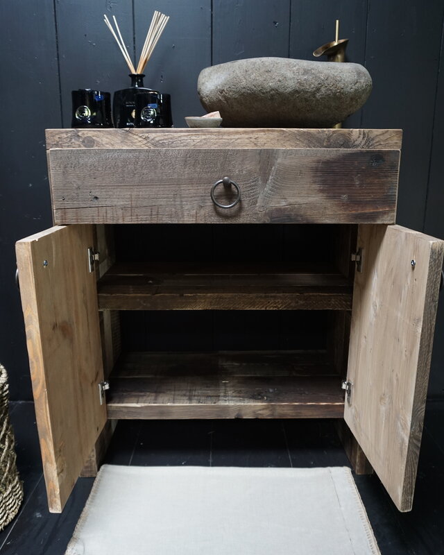 Rene Houtman Badkamermeubel Henri Oud Hout 2-deurs 1lade - L80xH90