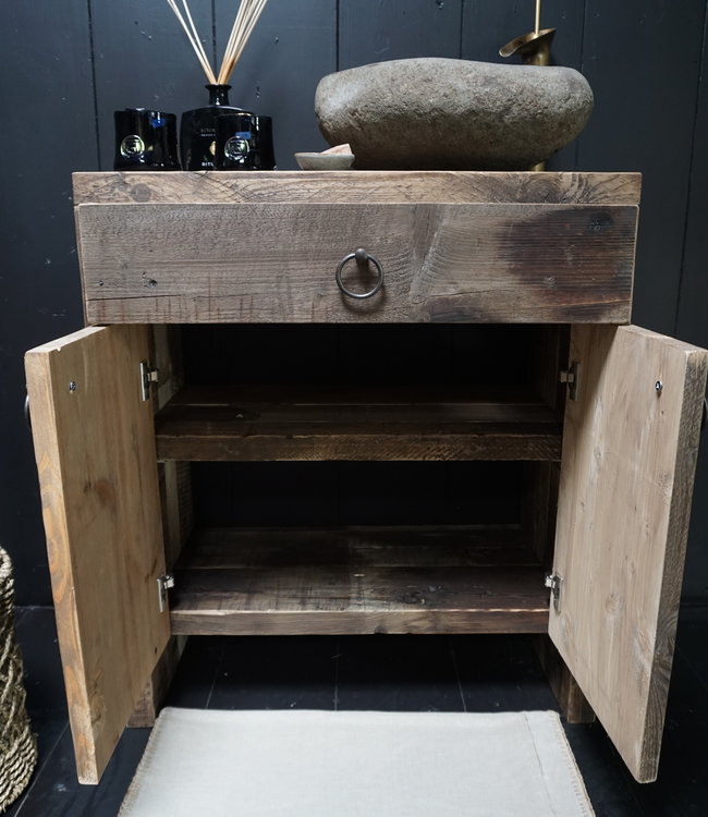 Rene Houtman Badkamermeubel Henri Oud Hout 2-deurs 1lade - L80xH90