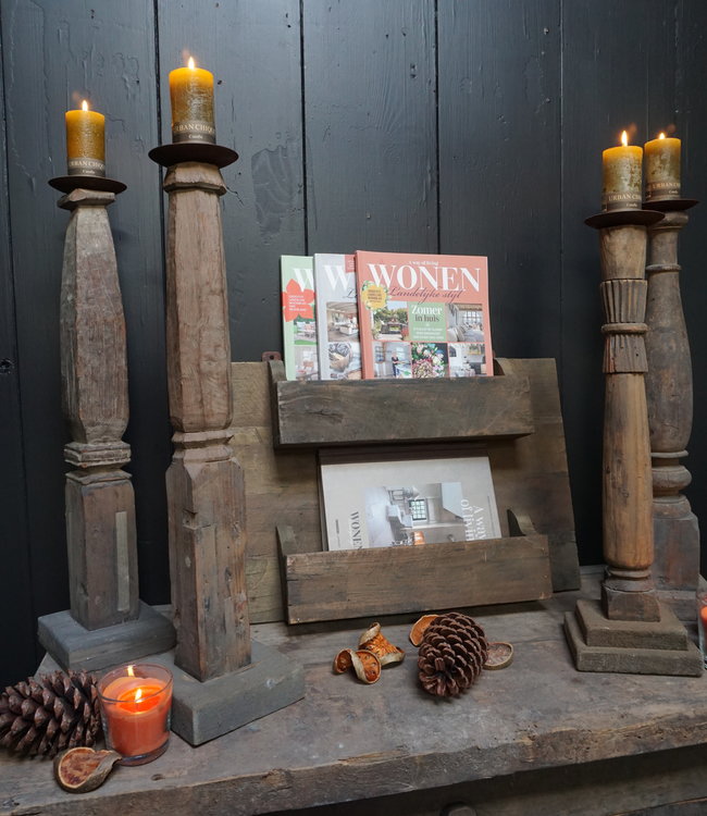 Rene Houtman Wandrek/Tijdschriftenhouder Oud Hout 60 cm