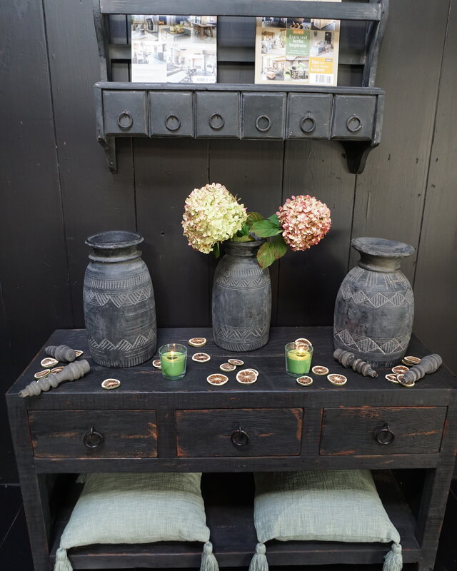 Aura Peeperkorn Wandrek/Bordenrek Zwart Met Lades 77x54 cm