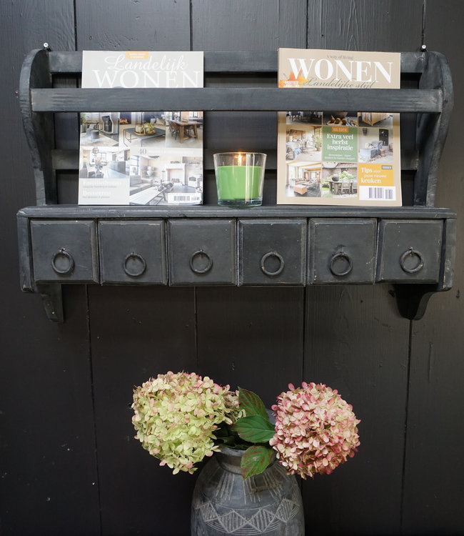 Aura Peeperkorn Wandrek/Bordenrek Zwart Met Lades 77x54 cm