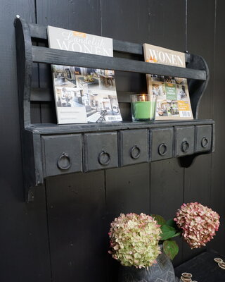 Aura Peeperkorn Wandrek/Bordenrek Zwart Met Lades 77x54 cm