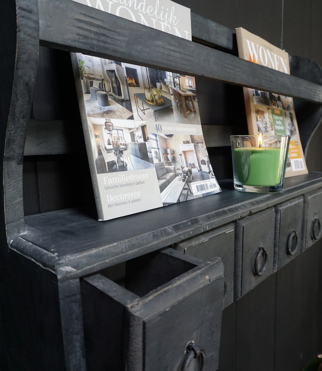 Aura Peeperkorn Wandrek/Bordenrek Zwart Met Lades 77x54 cm