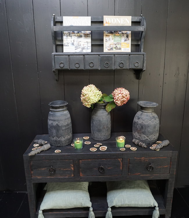 Aura Peeperkorn Wandrek/Bordenrek Zwart Met Lades 77x54 cm