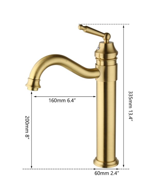 Rene Houtman Opzetkraan Geborsteld Goud H335 mm