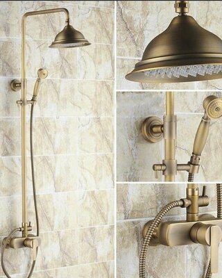 Rene Houtman Nostalgische Bronzen Regendouche - Met Handdouche