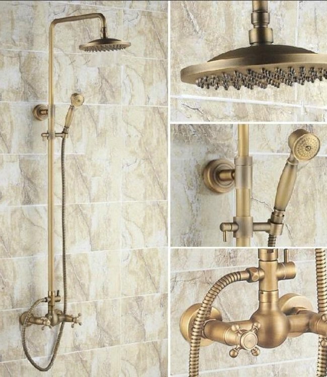 Rene Houtman Bronzen Nostalgische Douche-set - Met Handdouche