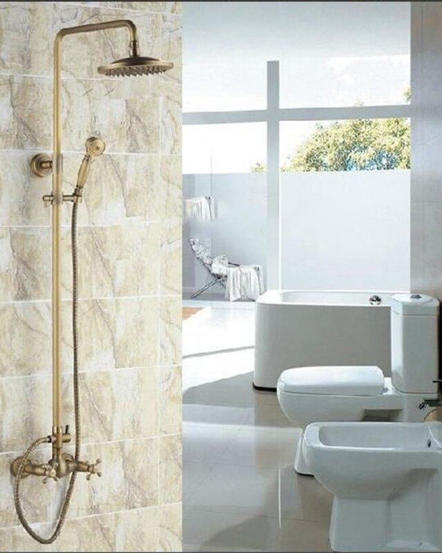Rene Houtman Bronzen Nostalgische Douche-set - Met Handdouche