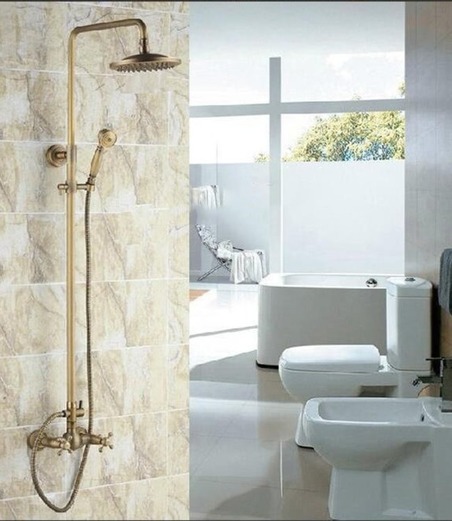 Rene Houtman Bronzen Nostalgische Douche-set - Met Handdouche