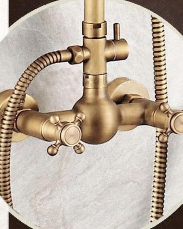 Rene Houtman Bronzen Nostalgische Douche-set - Met Handdouche