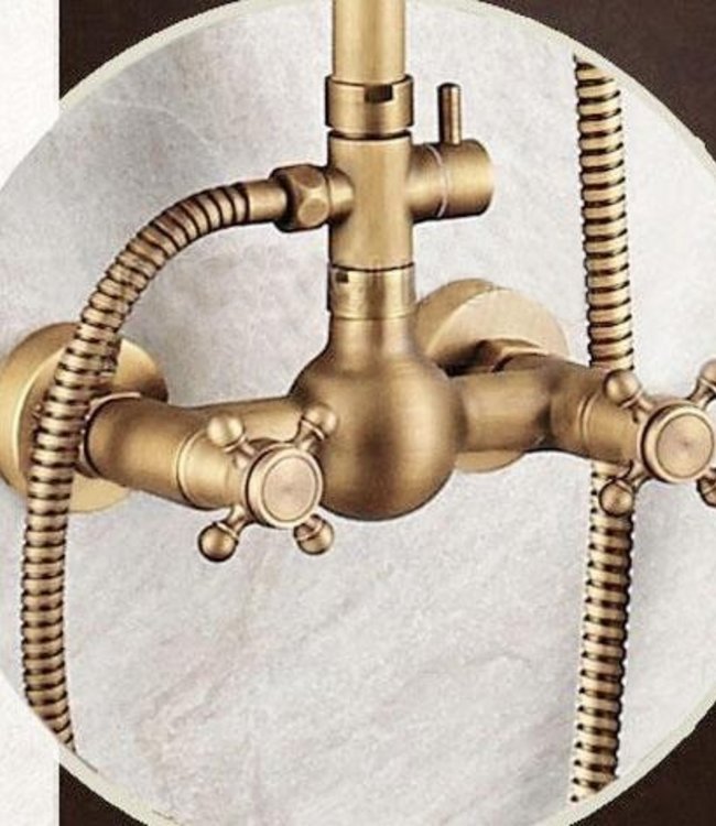 Rene Houtman Bronzen Nostalgische Douche-set - Met Handdouche