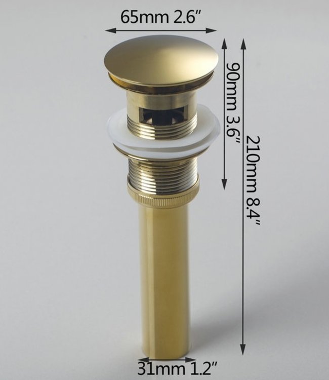 Rene Houtman Gouden Pop-Up Afvoerplug met Overloop