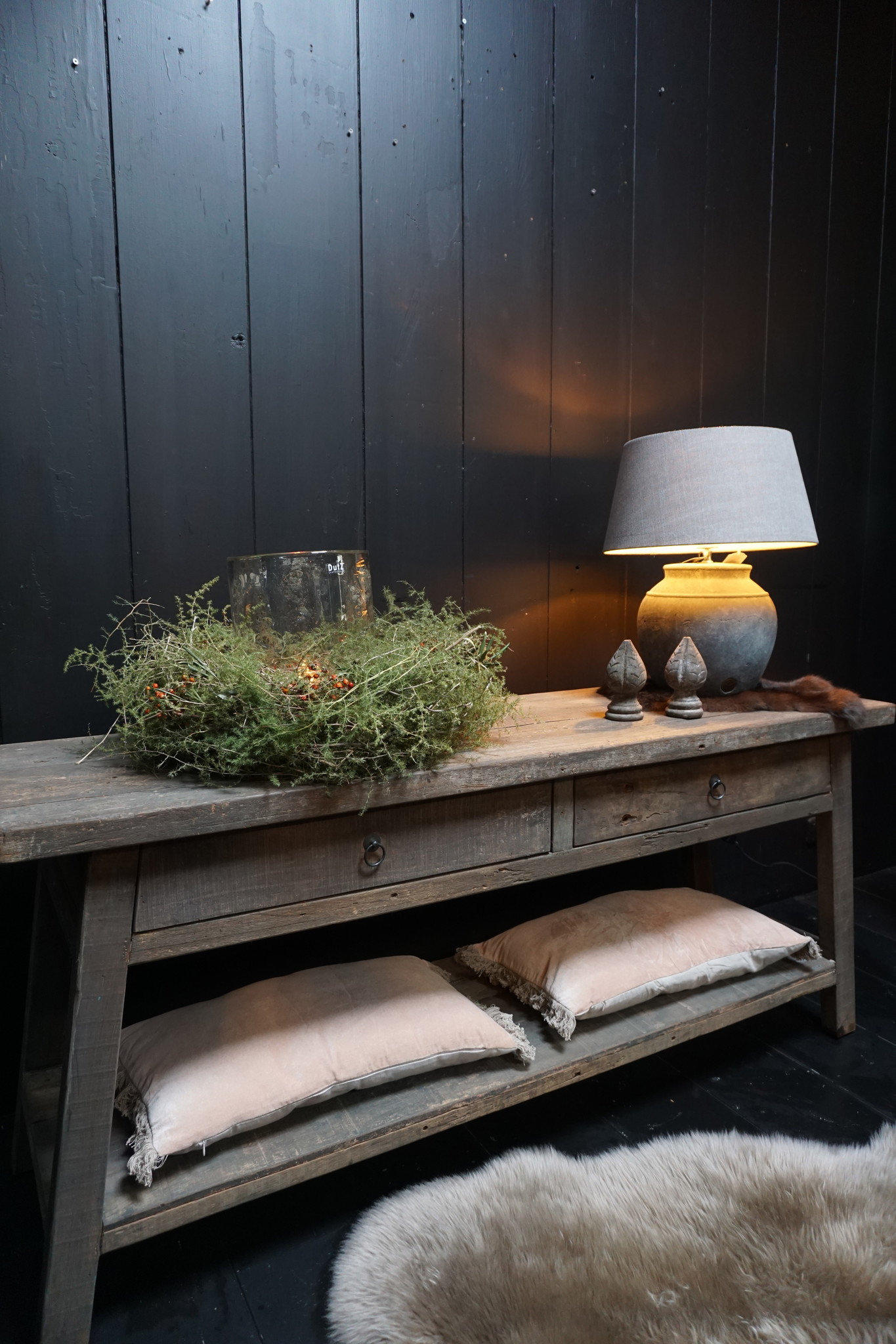 Rene Houtman Sidetable Schuine Poten L160 cm Oud Hout