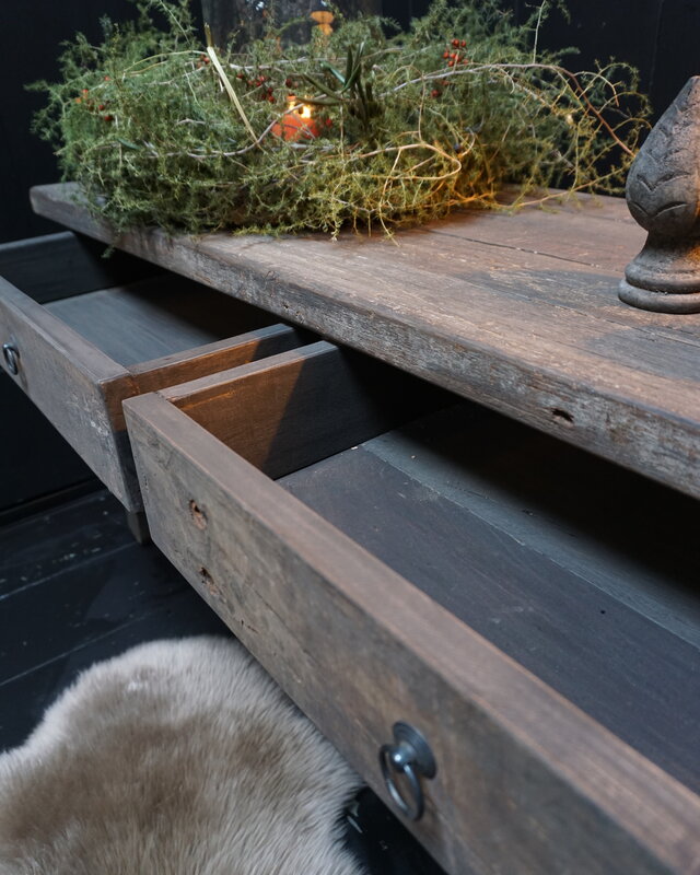Rene Houtman Sidetable Schuine Poten L160 cm Oud Hout