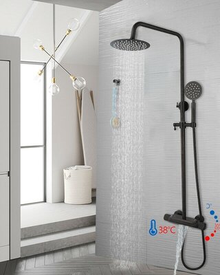 Rene Houtman Zwarte Regen Douche - Thermostatisch