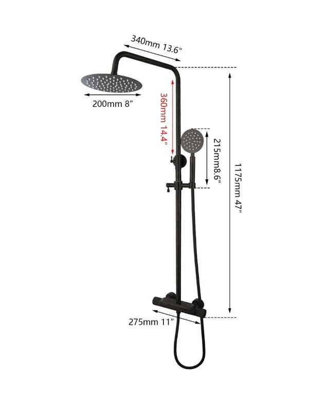 Rene Houtman Zwarte Regen Douche - Thermostatisch