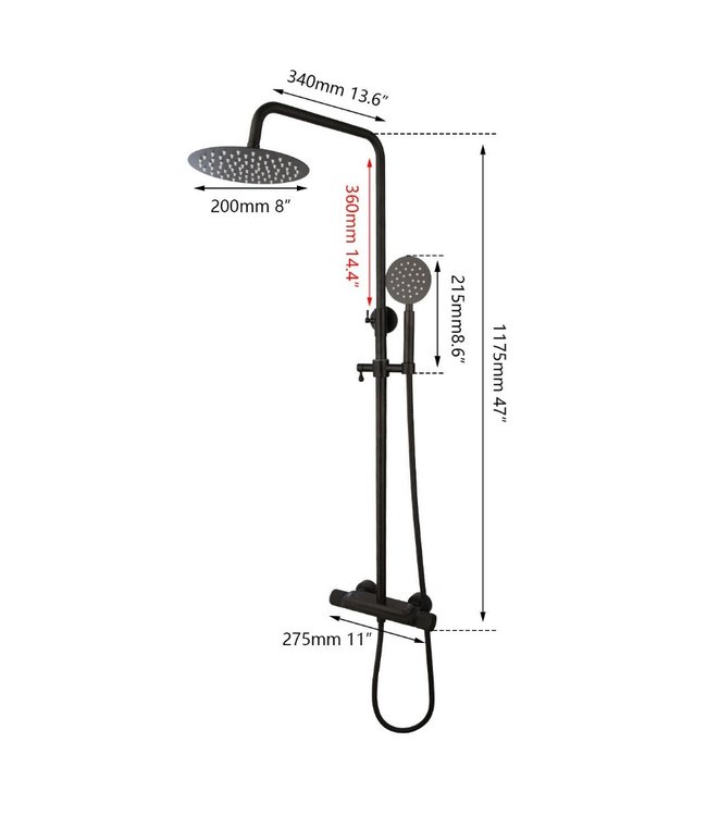 Rene Houtman Zwarte Regen Douche - Thermostatisch