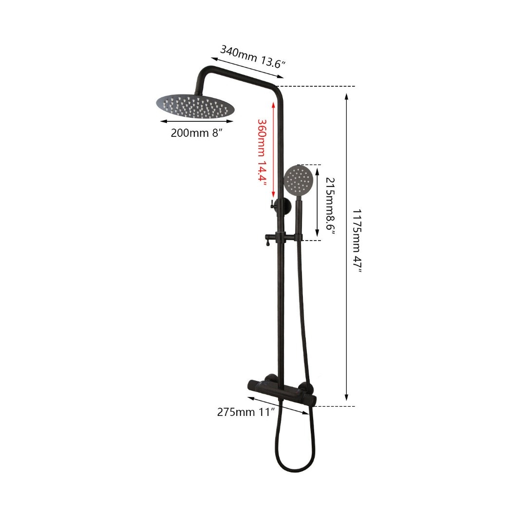 Rene Houtman Zwarte Regen Douche - Thermostatisch