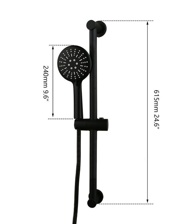 Rene Houtman Zwarte Handdouche met Glijstang