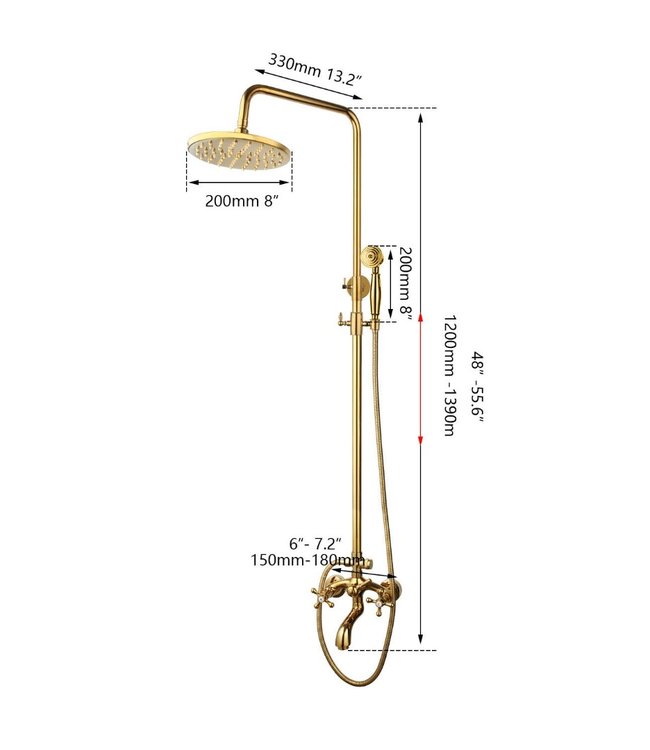 Rene Houtman Goudkleurige Opbouw Douche