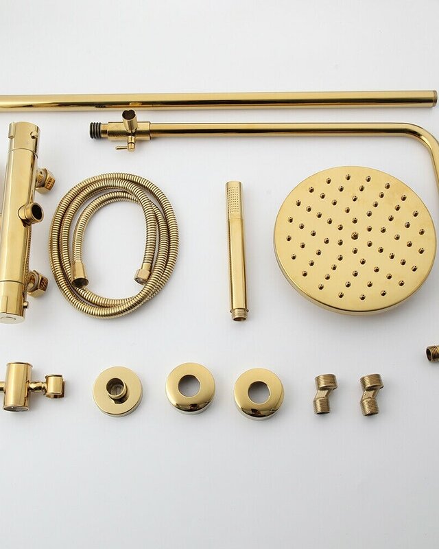 Rene Houtman Thermostatische Douche - Goud - H 123cm