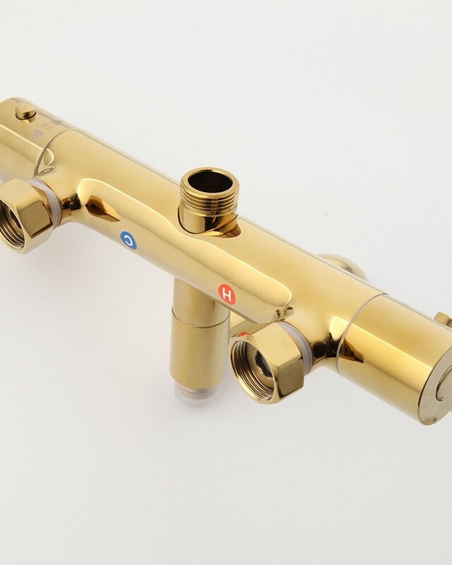 Rene Houtman Thermostatische Douche - Goud - H 123cm