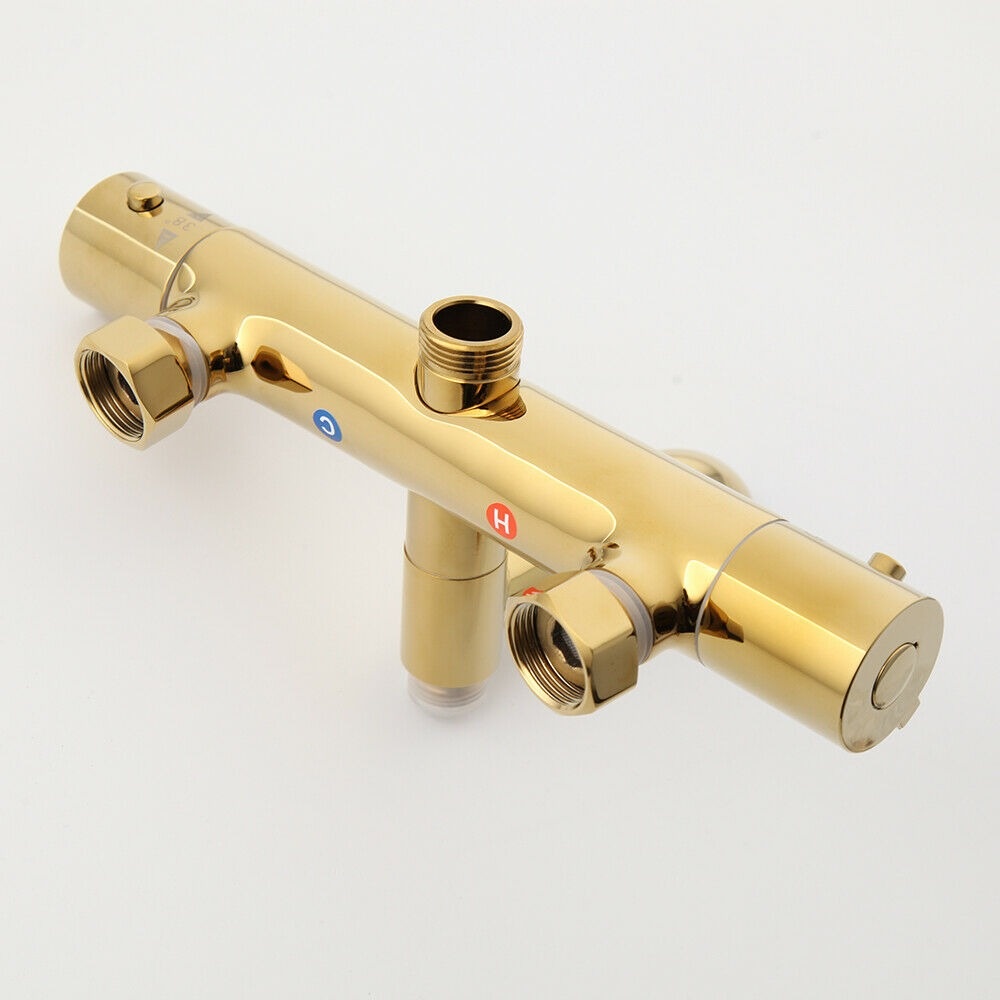 Rene Houtman Thermostatische Douche - Goud - H 123cm