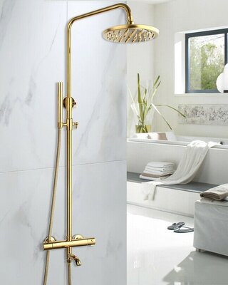 Rene Houtman Thermostatische Douche - Goud - H123cm