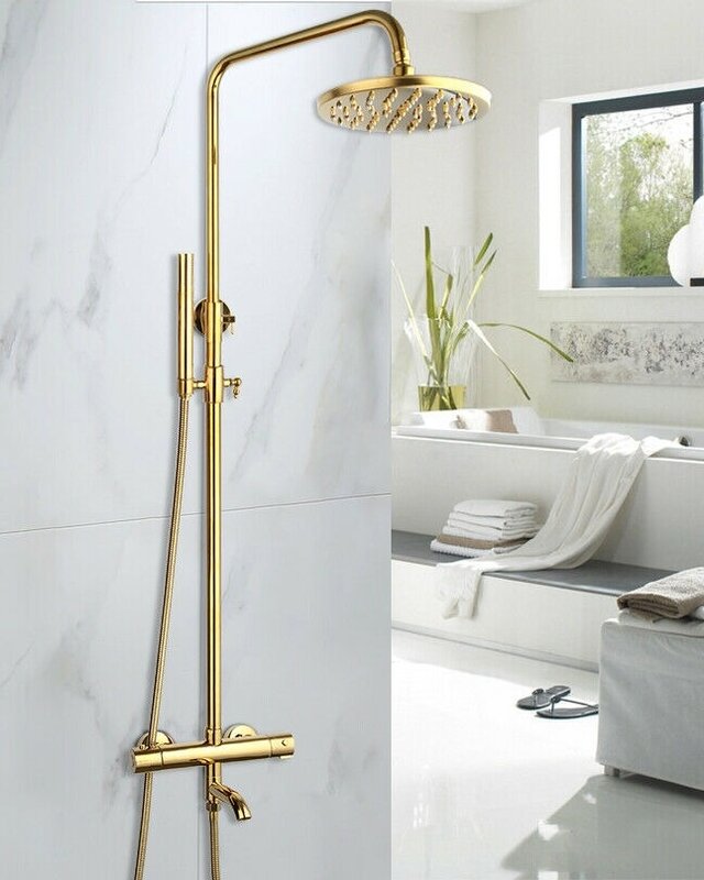 Rene Houtman Thermostatische Douche - Goud - H 123cm