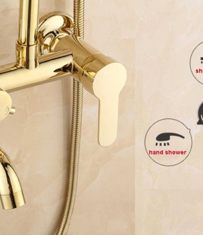 Rene Houtman Opbouw douche met Handdouche - Goud