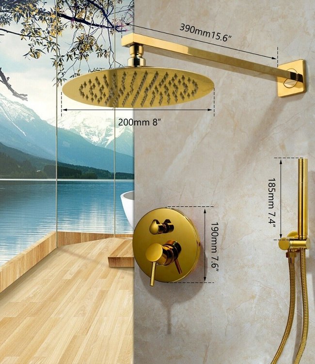 Rene Houtman Regendouche set  met Handdouche - Goud