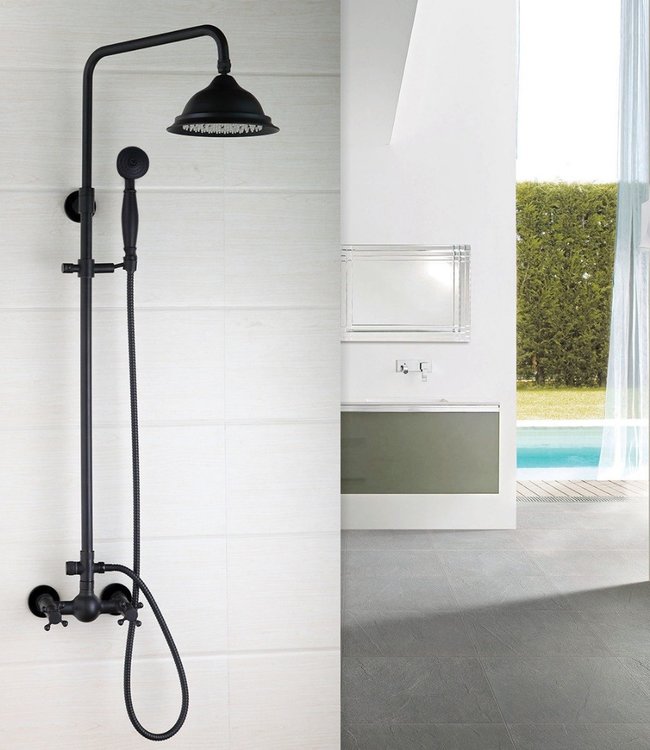 Rene Houtman Olie Bronzen Opbouwdouche - In Hoogte Verstelbaar