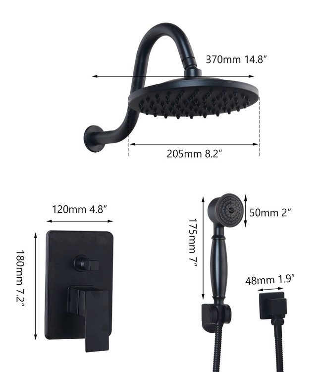 Rene Houtman Olie Bronzen Inbouwdouche - Met Handdouche