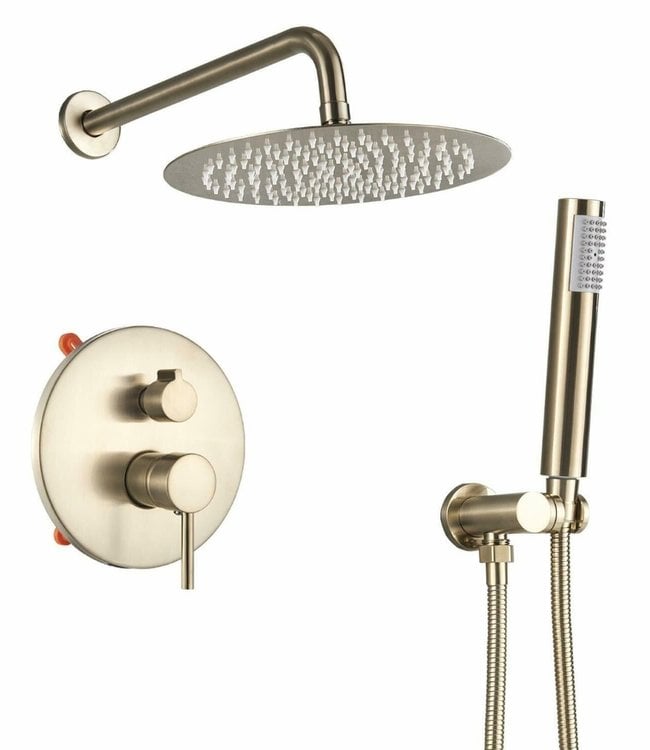 Stijlvolle Douche-sets Kopen? Geborsteld Gouden Douche-set - Rene