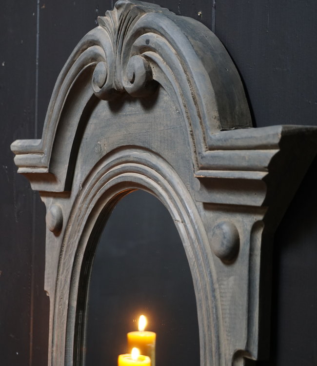 Rene Houtman Spiegel Ossenoog Hout H84xB62 cm Old Grey