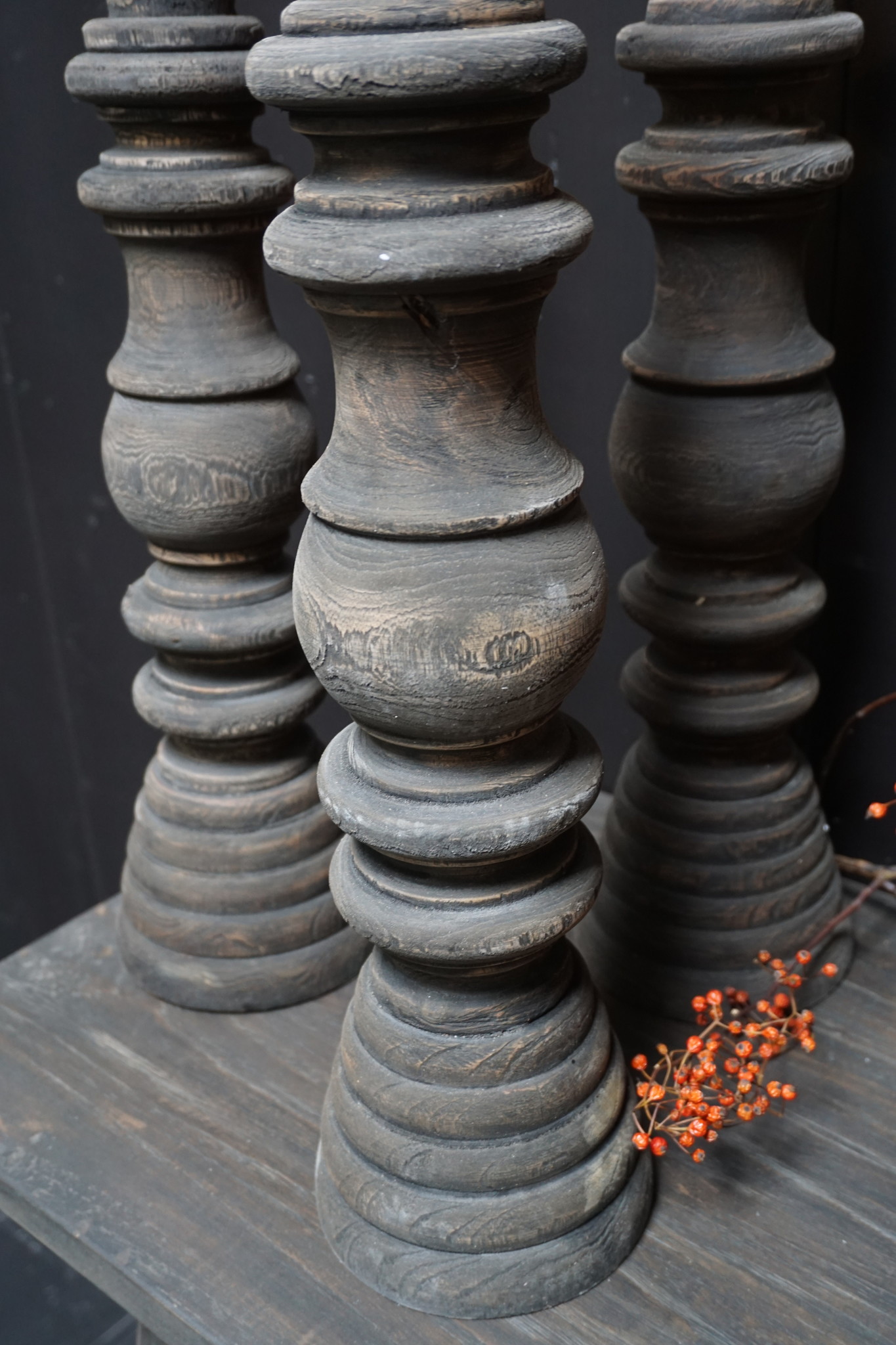 Rene Houtman Kandelaar Oud Hout L50 cm Old Grey